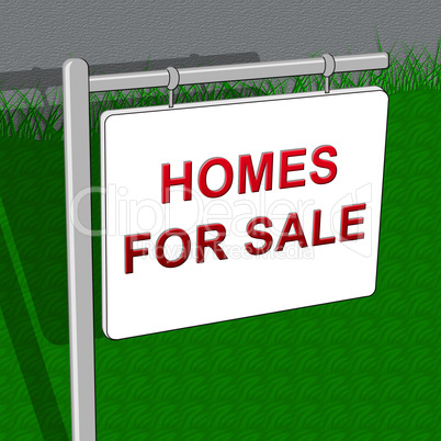 Homes For Sale Means Sell House 3d Illustration