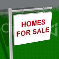 Homes For Sale Means Sell House 3d Illustration