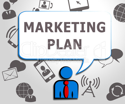 Marketing Plan Shows Emarketing Scheme 3d Illustration