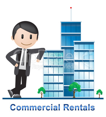 Commercial Rentals Buildings Describes Real Estate 3d Illustrati