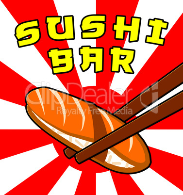 Sushi Bar Shows Japan Cuisine 3d Illustration