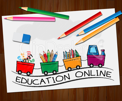Education Online Shows Internet Learning 3d Illustration