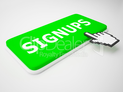 Signups Key Representing Membership Subscription 3d Rendering