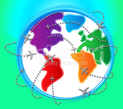 Planes Globe For Overseas Vacation 3d Illustration