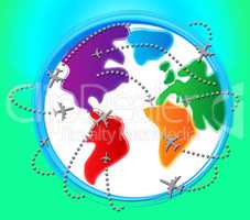 Planes Globe For Overseas Vacation 3d Illustration