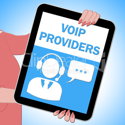Voip Providers Tablet Showing Internet Voice 3d Illustration
