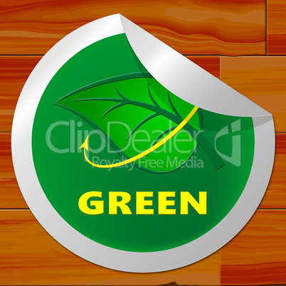 Green Sticker Shows Ecology Friendly 3d Illustration