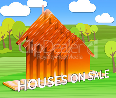Houses On Sale Means Sell House 3d Illustration