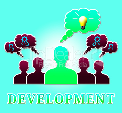 Development Lightbulb Means Growth Progress 3d Illustration
