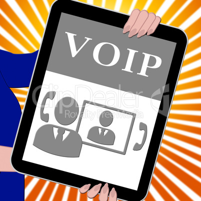 Voip Tablet Shows Internet Voice 3d Illustration