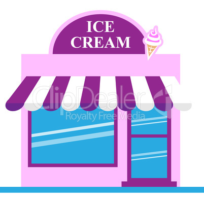 Ice Cream Store Means Dessert Shop 3d Illustration