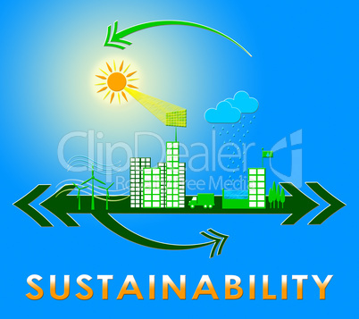 Sustainability Town Means Eco Recycling 3d Illustration