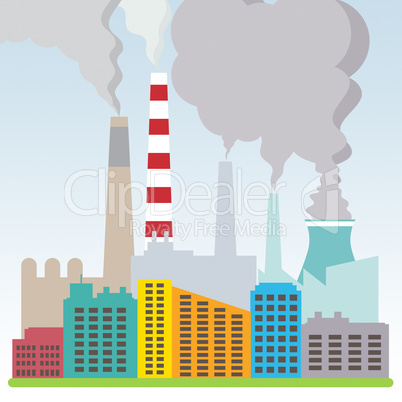 Polluted Factory Shows Refinery Smog 3d Illustration
