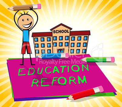 Education Reform Displays Changing Learning 3d Illustration