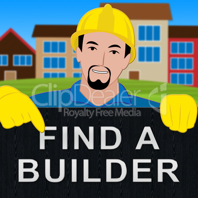 Find A Builder Showing Contractor Search 3d Illustration