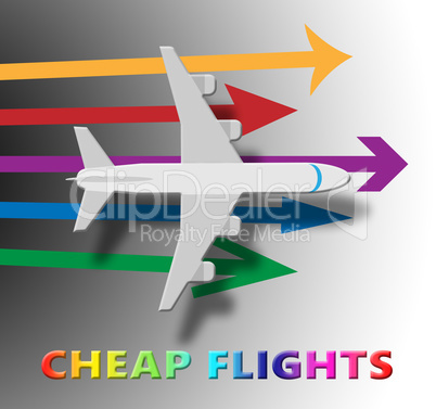 Cheap Flights Representing Low Cost Promo 3d Illustration