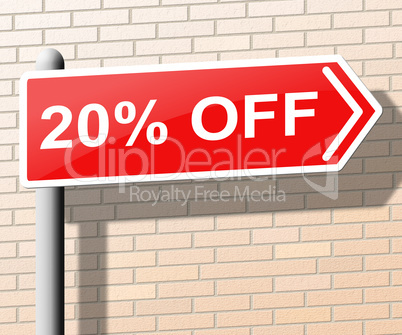 Twenty Percent Off Means Offers Discounts 3d Illustration