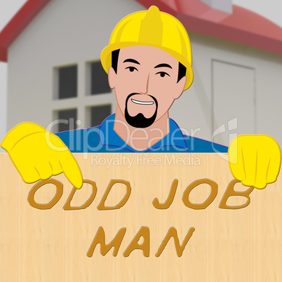 Odd Job Man Showing House Repair 3d Illustration