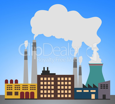 Polluted Factory Showing Refinery Smoke 3d Illustration