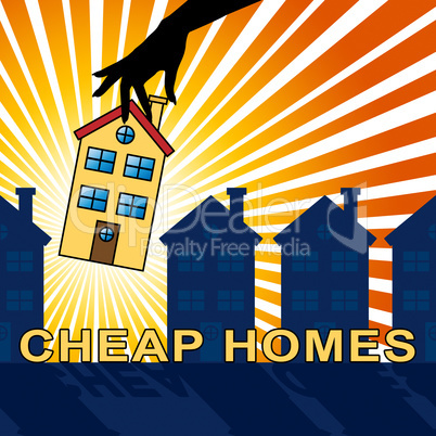 Cheap Homes Shows Real Estate 3d Illustration
