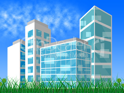 Office Block Displaying Corporate Cityscape 3d Illustration