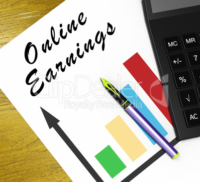 Online Earnings Meaning Internet Revenue 3d Illustration