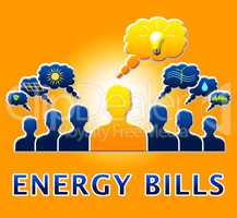 Energy Bills Showing Electric Power 3d Illustration