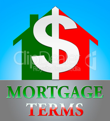 Mortgage Terms Representing Housing Loan 3d Illustration