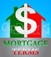 Mortgage Terms Representing Housing Loan 3d Illustration