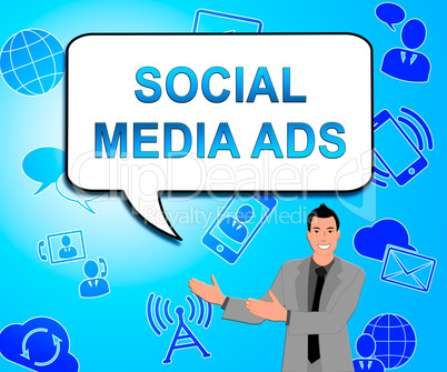 Social Media Ads Means Online Marketing 3d Illustration