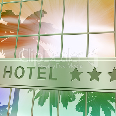 Hotel Lodging Means Holiday Vacation 3d Illustration
