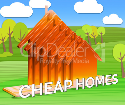 Cheap Homes Means Real Estate 3d Illustration