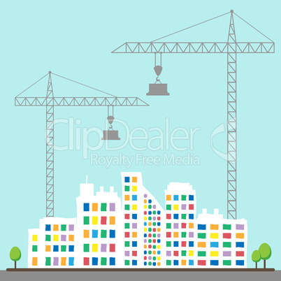 Apartment Construction Describes Building Condominiums 3d Illust
