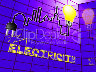 Electricity Light Bulb Means Power Source 3d Illustration