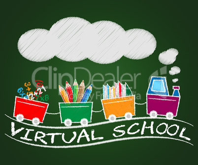 Virtual School Means Learning And Education 3d Illustration