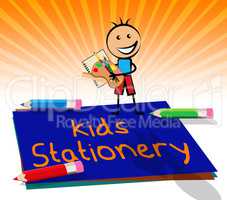 Kids Stationery Displays School Materials 3d Illustration