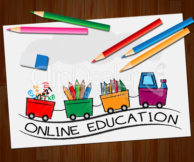 Online Education Showing Schooling Website 3d Illustration