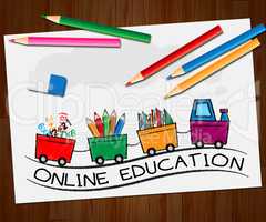 Online Education Showing Schooling Website 3d Illustration