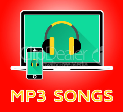 Mp3 Songs Showing Melody Listening 3d Illustration