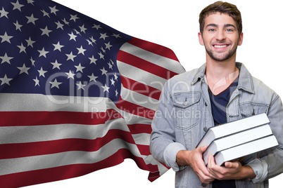 Student against american flag