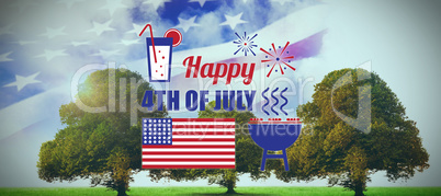 Composite image of digitally generated image of independence day decoration with text