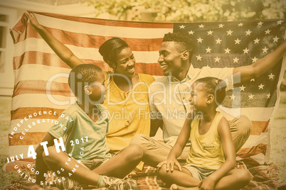 Composite image of multi colored happy 4th of july text against white background