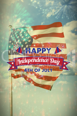 Composite image of digitally generated image of independence day decoration with text