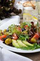 Summer Salad - With avocado, olives, tomatoes
