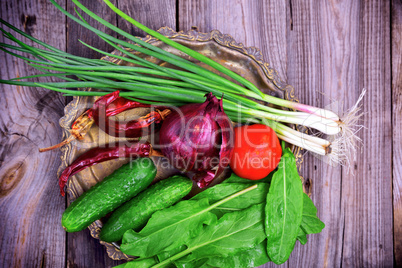 Fresh vegetables on an iron plate