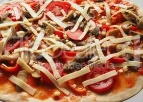 Homemade pizza close up