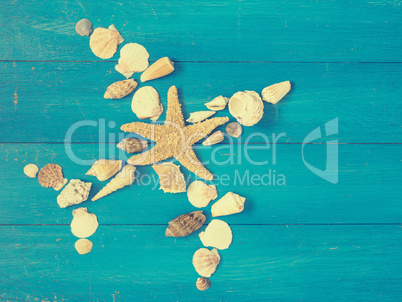 Travel or vacation background with seashells
