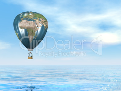 Earth map hot air balloon - 3D render