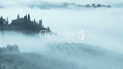 Thick Fog in Tuscany. Fast Motion