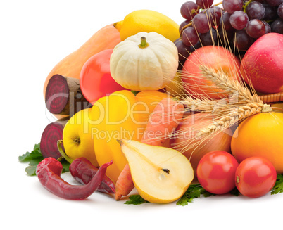 fruits and vegetables isolated on white background